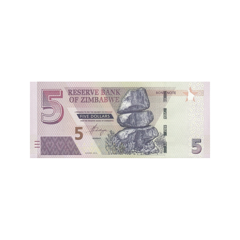 Zimbabwe 5 dollars 2016 P-100