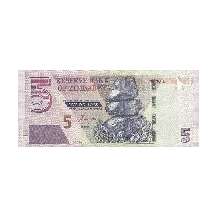 Zimbabwe 5 dollars 2016 P-100