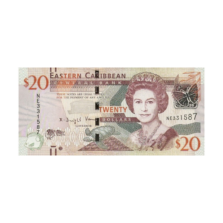 Eastern Caribbean 20 Dollars ND 2012 P-53b