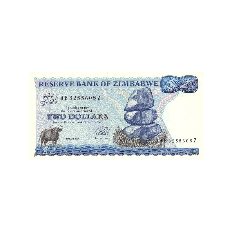 Zimbabwe 2 Dollars 1984 P-1c