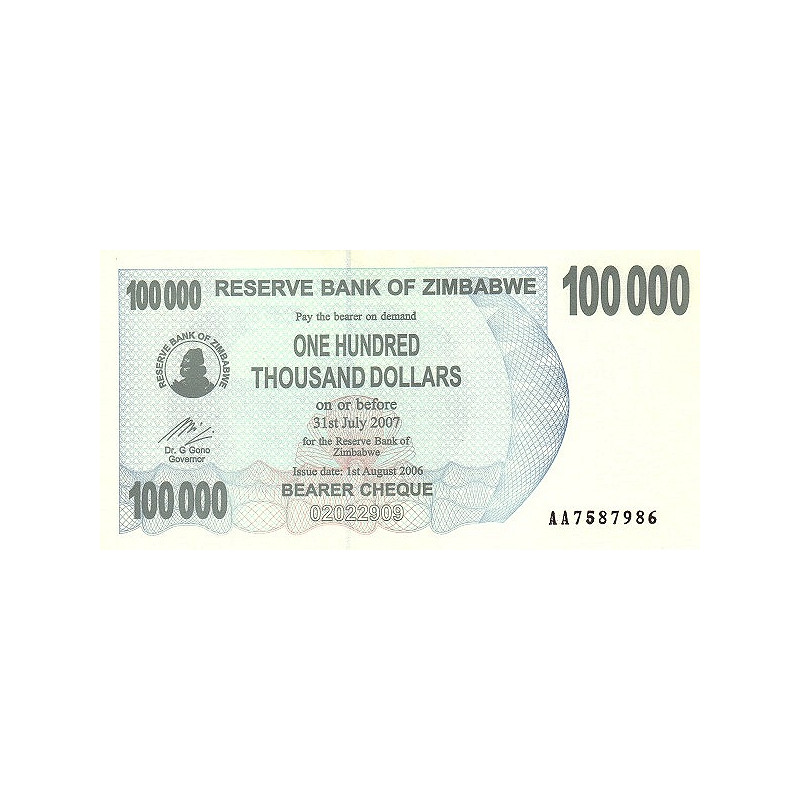 Zimbabwe 100 000 Dollars 2007 P-48b