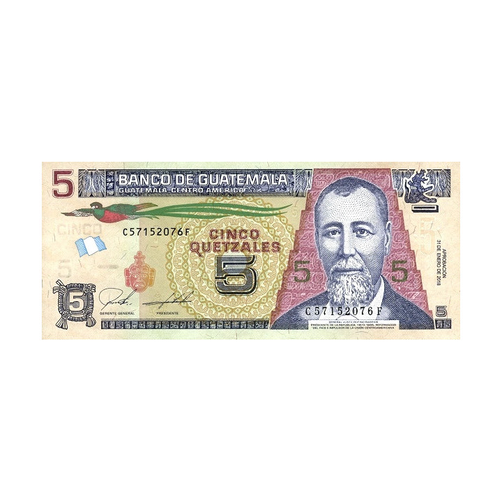 Guatemala 5 Quetzales 2018 P-new