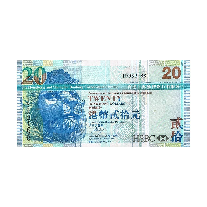 Hong Kong 20 Dollars 2009 P-207f