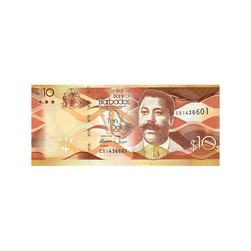 Barbados 10 Dollars 2018 P-75c