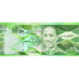 Barbados 5 Dollars 2018 P-74c