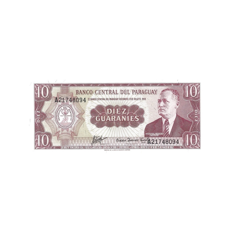 Paraguay 10 Guaranies 1952 (1963) P196b