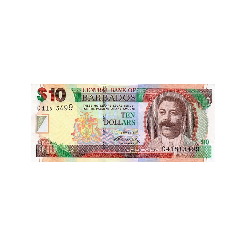 Barbados 10 Dollars 2012 P68c