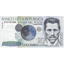 Colombia 20 000 Pesos 5 Aug 2010 P454x