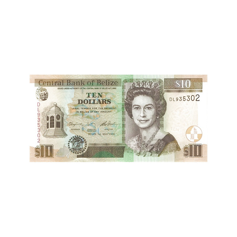 Belize 10 dollars 2016 P-68e Belize 10 dollars 2016 P-68e