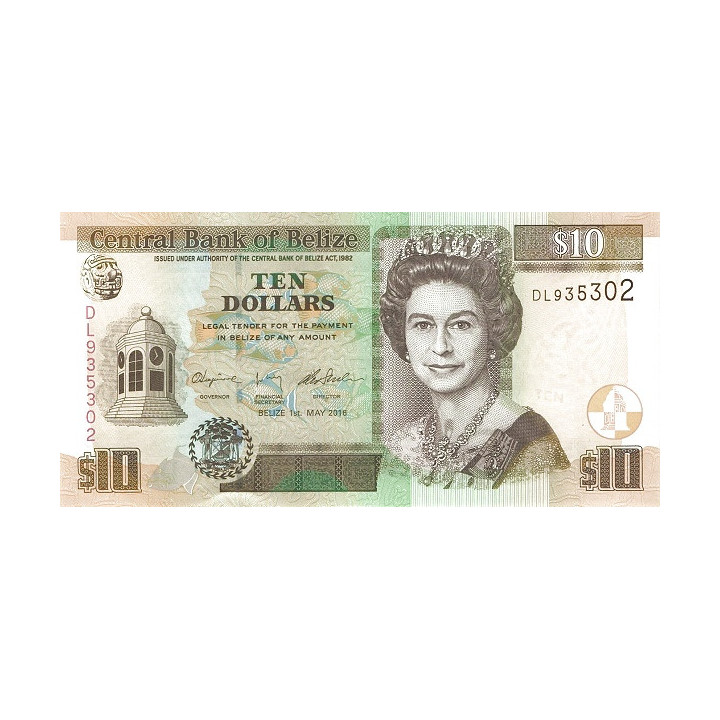Belize 10 dollars 2016 P-68e