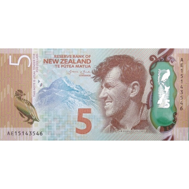 New Zealand 5 Dollars 2015...