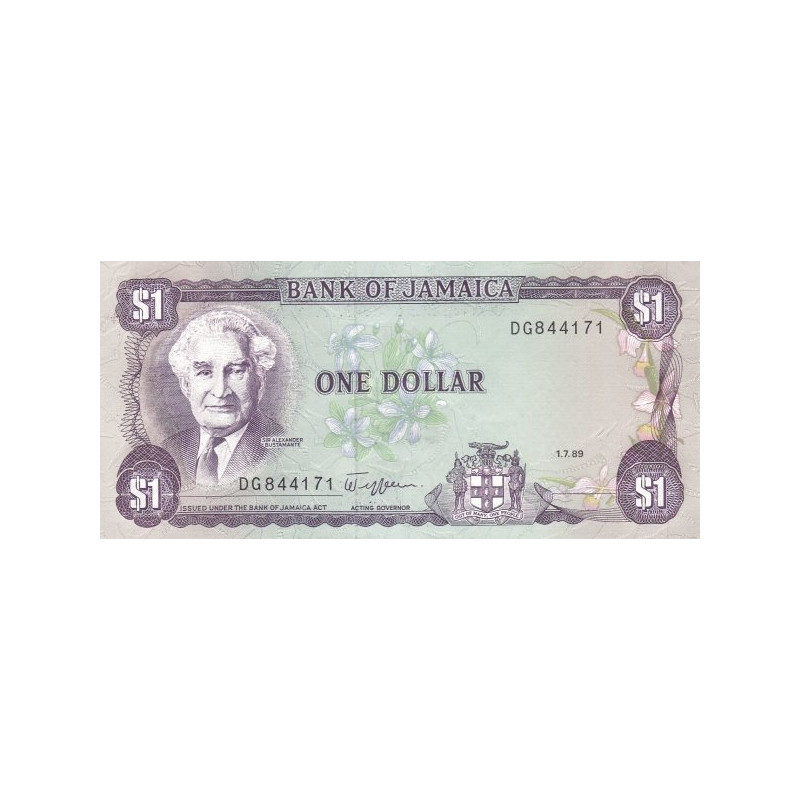 Jamaica 1 Dollar 1989 P68Ac