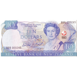 New Zealand 10 Dollars 1990 P176