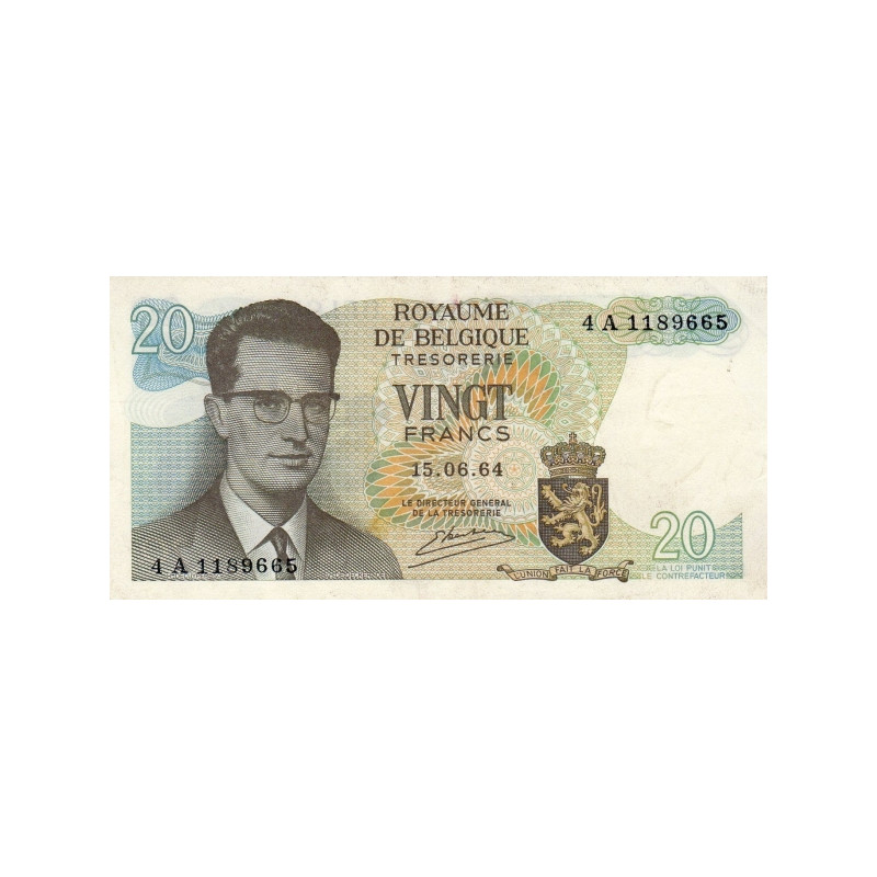 Belgien 20 Francs 1964 P138 (3)