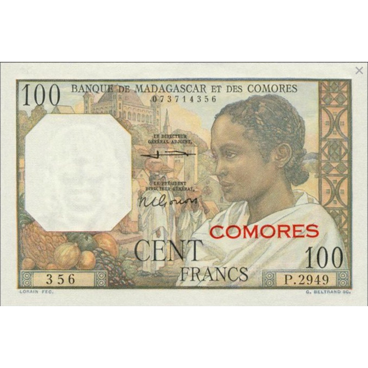 Comoros Islands 100 Francs 1963 P3c