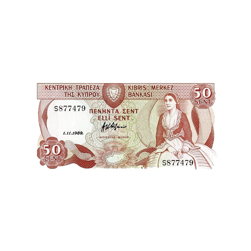 Cypern 50 Cents 1989 P52