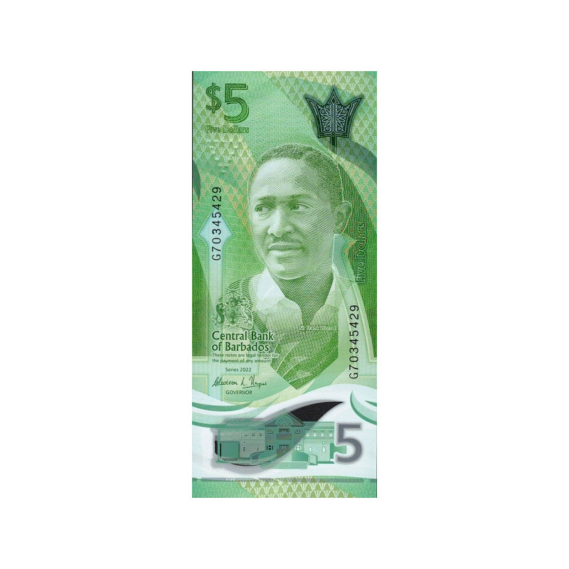 Barbados 5 Dollars 2022 P81