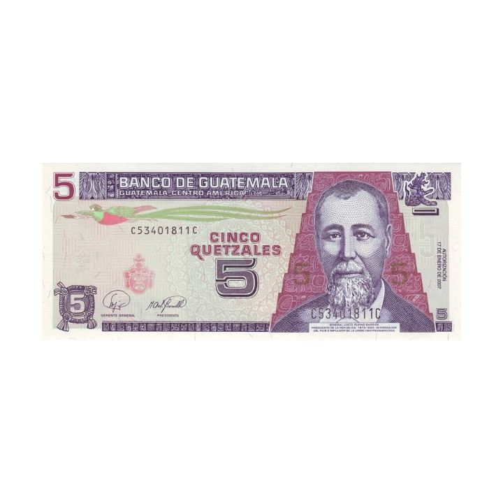 Guatemala 5 Quetzales 2007 P106c
