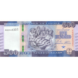 Liberia 500 Dollars 2022 Pnew