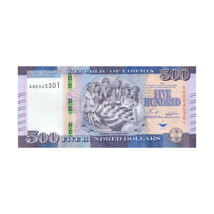 Liberia 500 Dollars 2022 Pnew