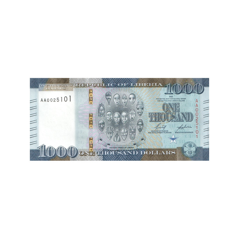 Liberia 1000 Dollars 2022 Pnew