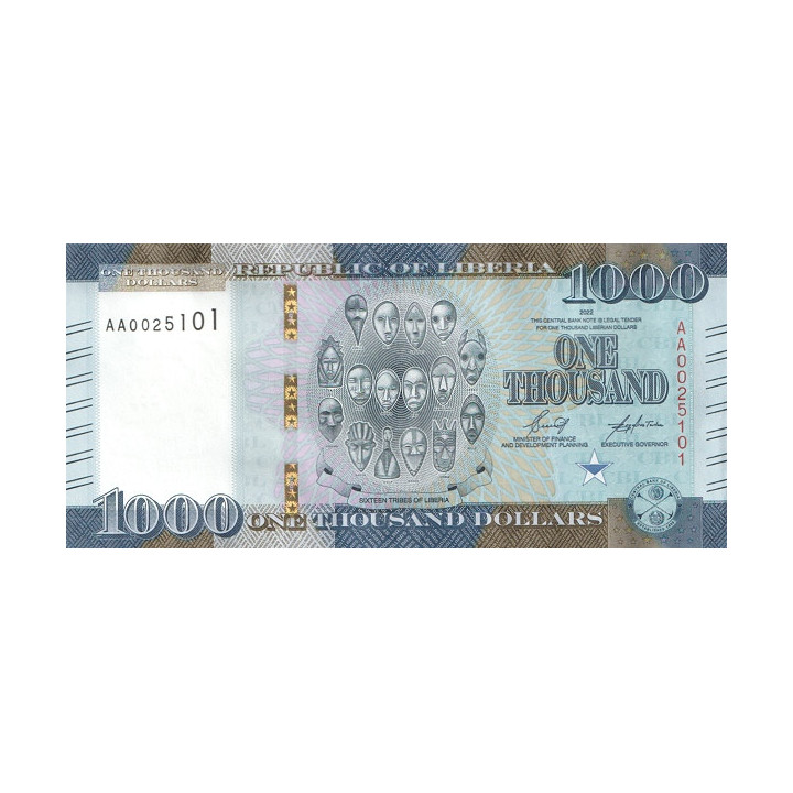 Liberia 1000 Dollars 2022 Pnew