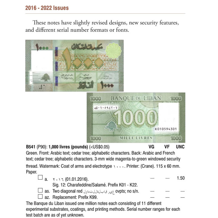 Libanon 1000 Livres 2016 P90c (2) Hybrid Substrate