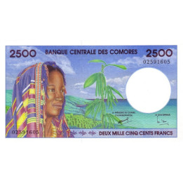Comoros 2500 Francs ND 1997 P13