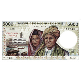 Komorerna 5000 Francs ND 1994 P12b