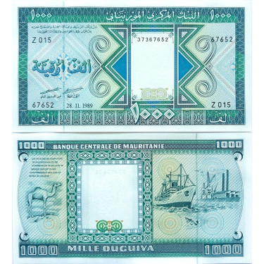 Mauretanien Set 1000 Ouguiya 1981 P3D och 1989 P7A (2024) PNL Outgivna
