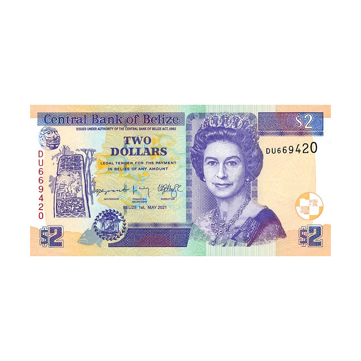 Belize 2 Dollars 2021 P66g