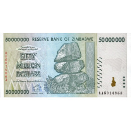 Zimbabwe 50 000 000 Dollars 2008 P-79