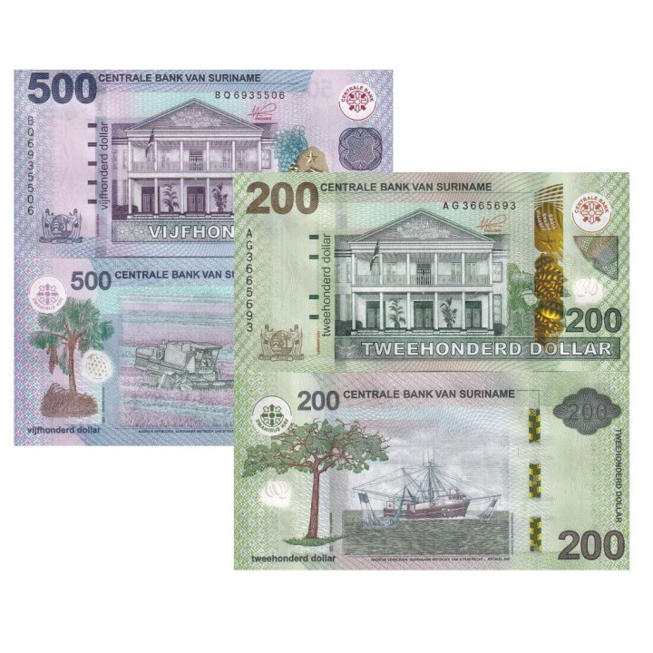 Surinam Set 200 and 500 Dollars 2024 Pnew