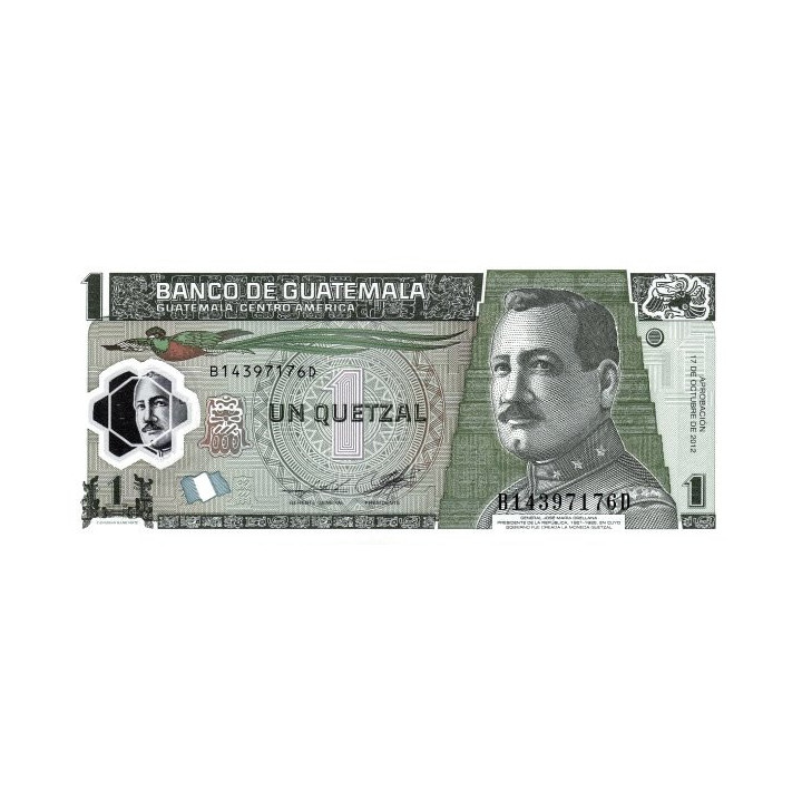 Guatemala 1 Quetzal 2012 P-115 polymer