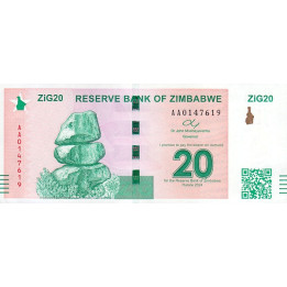 Zimbabwe 20 Dollars ZiG Zig Gold 2024 P111