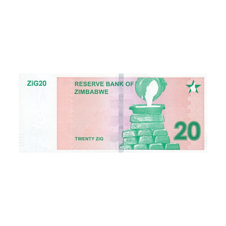 Zimbabwe 20 Dollars ZiG Zig Gold 2024 P111