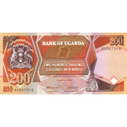 Uganda 200 Shillings 1987 P-32a