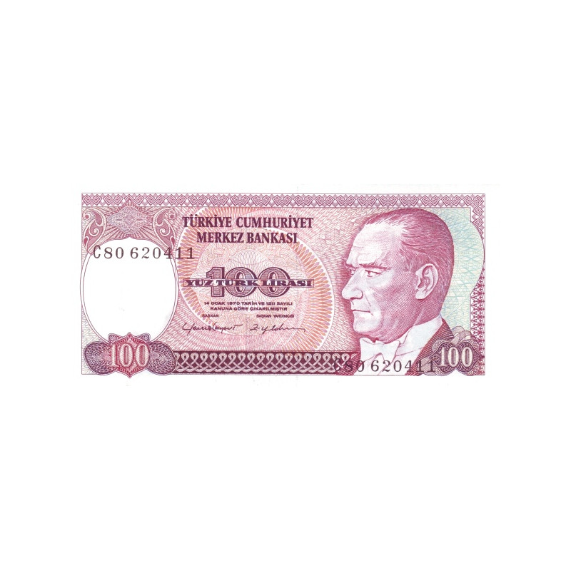 Turkey 100 Lirasi 1972 P194a2
