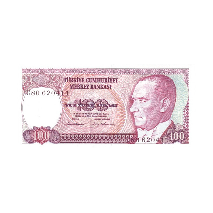 Turkey 100 Lirasi 1972 P194a2