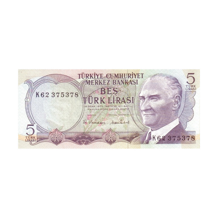 Turkey 5 Lirasi 1970 P185