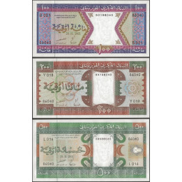 Mauritania set 100-200-500 Ouguiya 2002