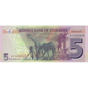 Zimbabwe 5 dollars 2016 P-100