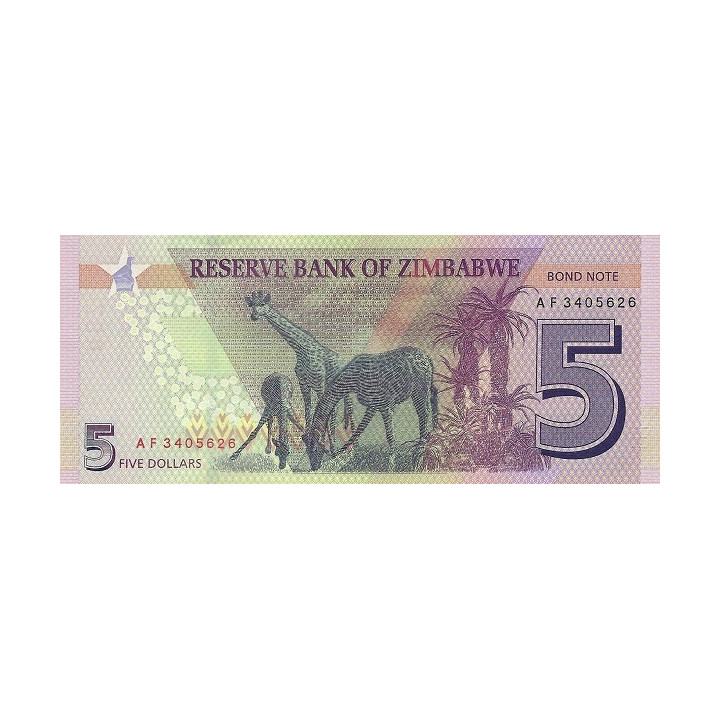 Zimbabwe 5 dollars 2016 P-100