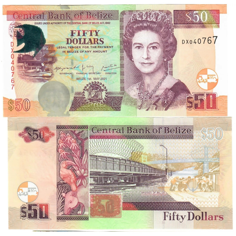 Belize 50 Dollars 2021 P70g