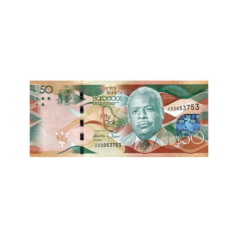 Barbados 50 Dollars 2018 P77c