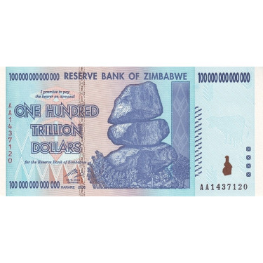 Zimbabwe 100 Trillion Dollars 2008 P91