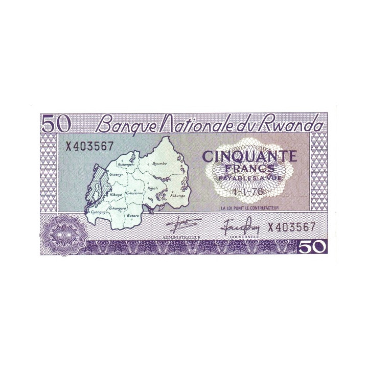 Rwanda 50 Francs 1976 P7c