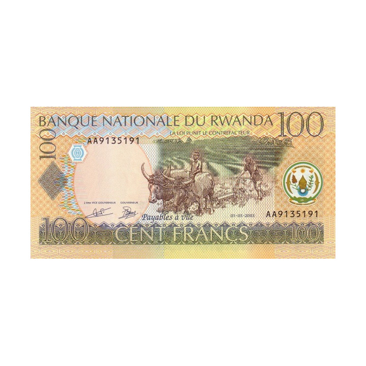 Rwanda 100 Francs 2003 P29a