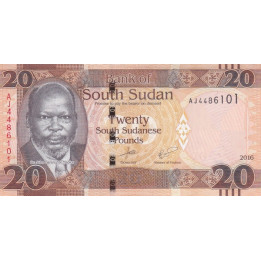 Sydsudan 20 Pounds 2016 P13b