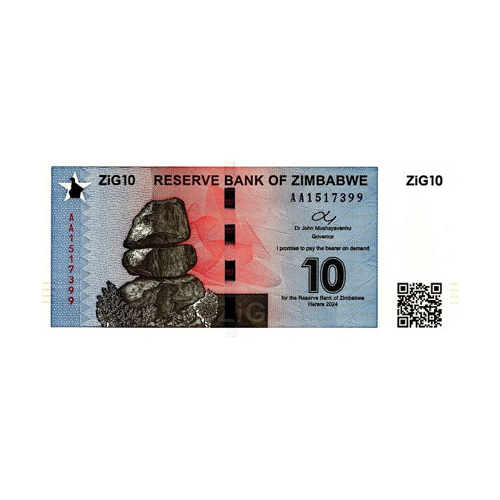 Zimbabwe 10 Dollars ZiG Zig Gold 2024 P110
